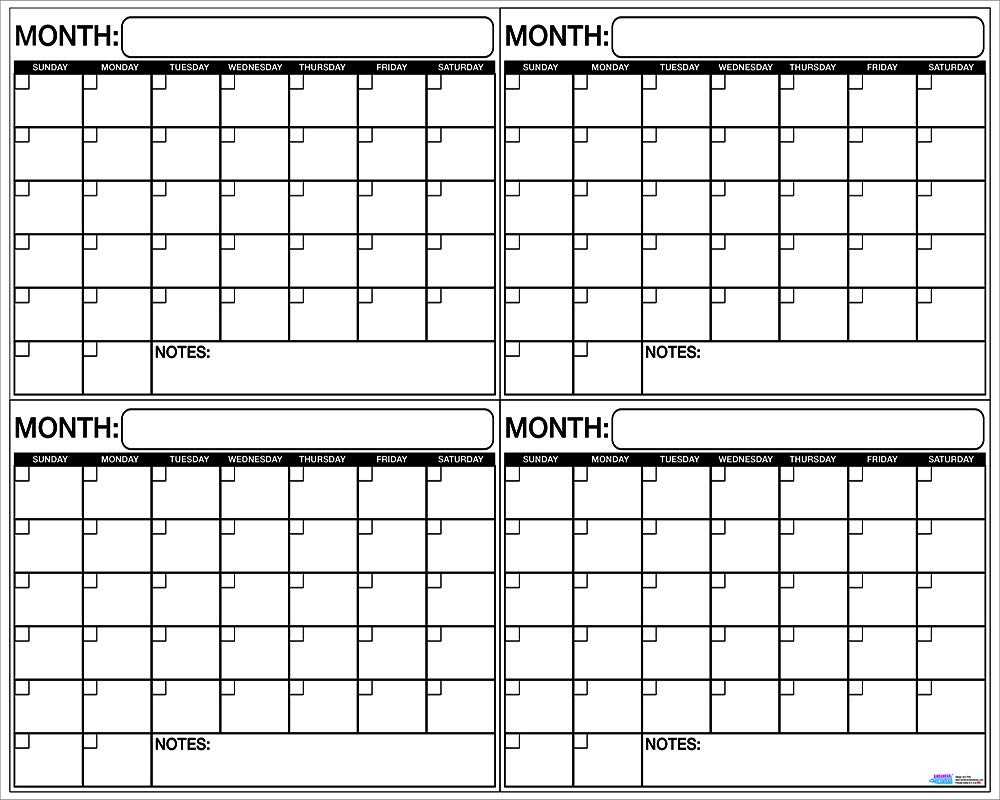 Business Basics Jumbo Dry Erase Wall Calendar 4 Month Quarterly Planner 38