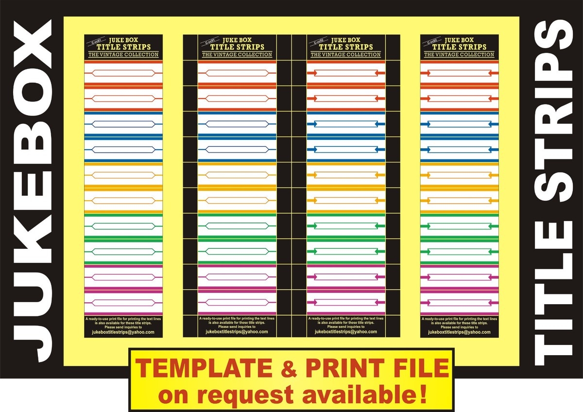  Ca111 Jukebox TITLE STRIPS Free Selectio BLANK SHEEDS Incl PRINT TEMPLATE