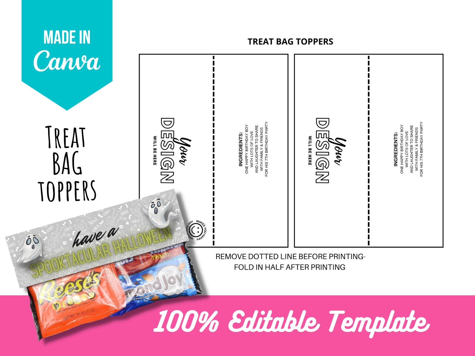 Canva Template Treat Bag Toppers Template For Party Gift Bag Canva Editable Template Digital Item Printable Template Etsy