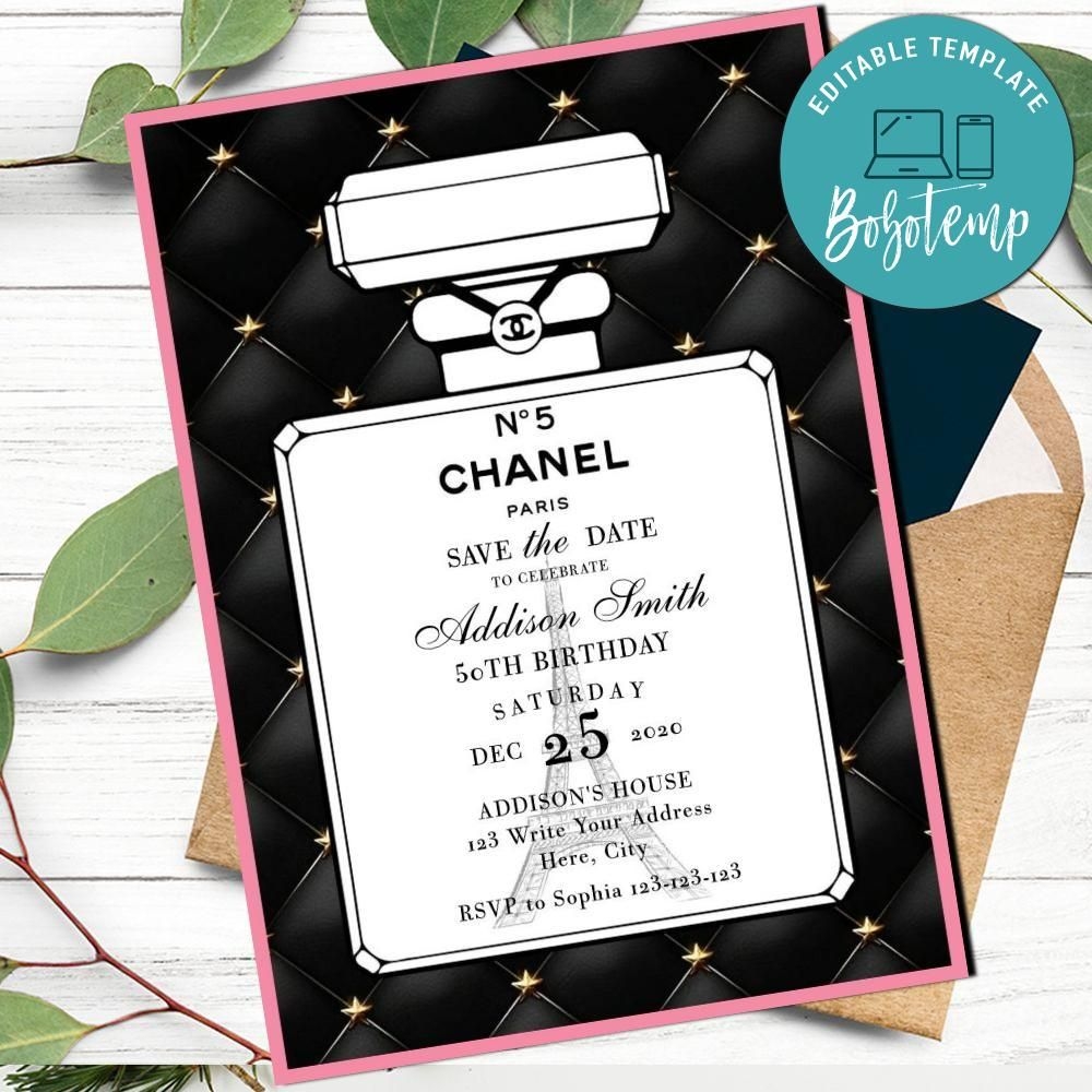 Chanel Coco Save The Date Template To Print At Home DIY Bobotemp