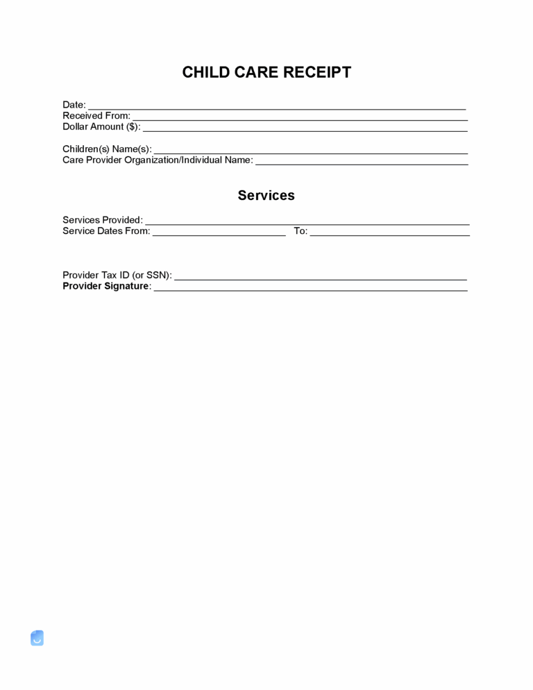 Child Care Daycare Receipt Template Invoice Maker
