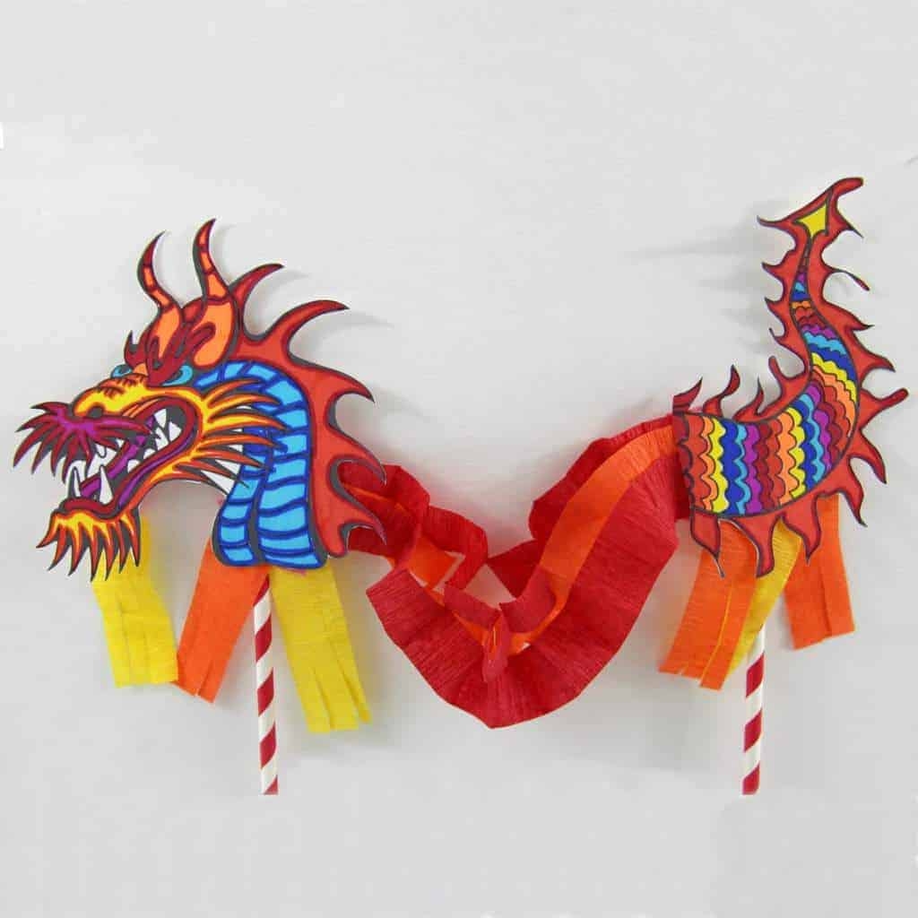 Chinese Dragon Puppet Kids Craft With Printable Dragon Template