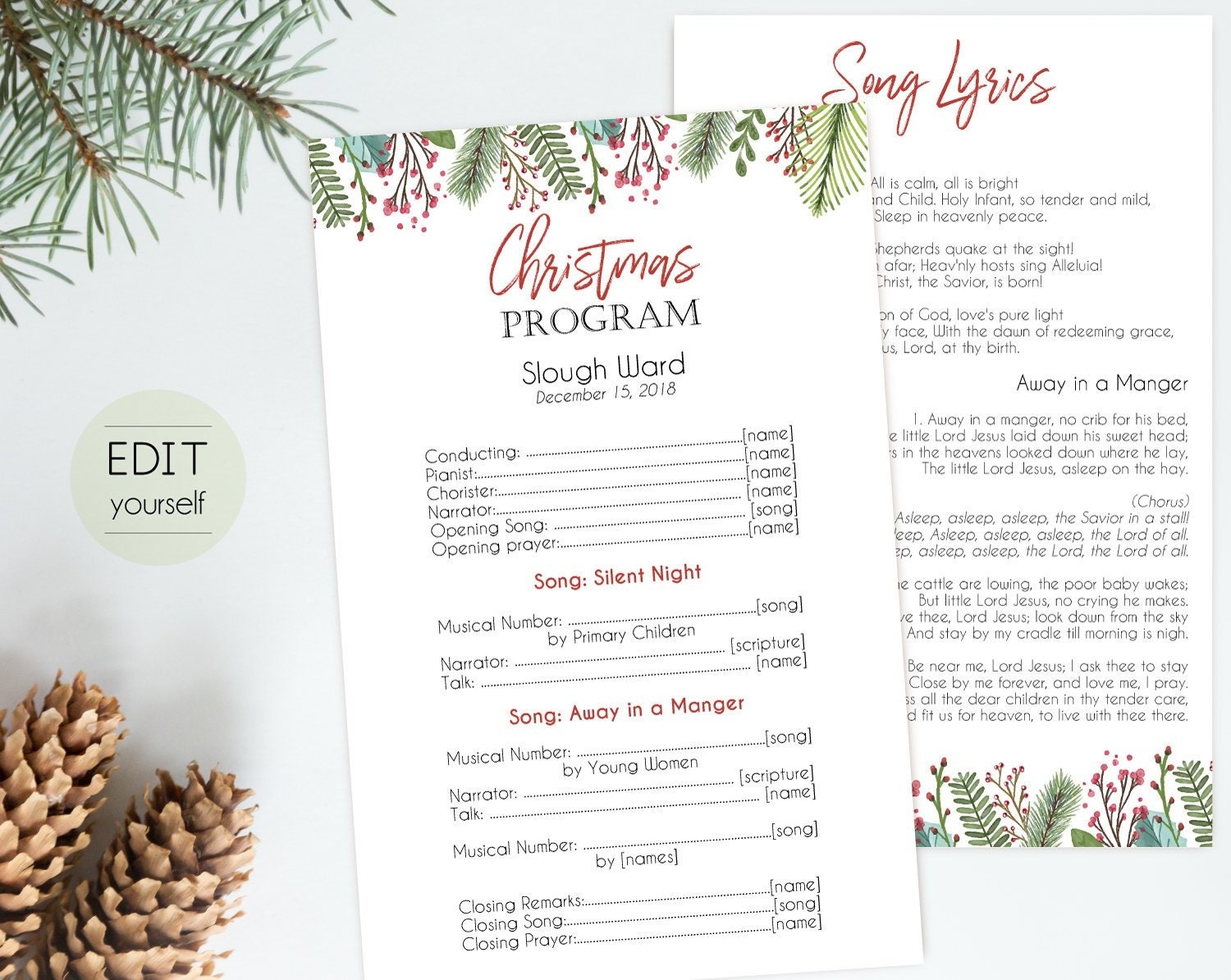 Christmas Program Editable PDF Editable Template Editable Text Instant Download Program PDF Etsy UK