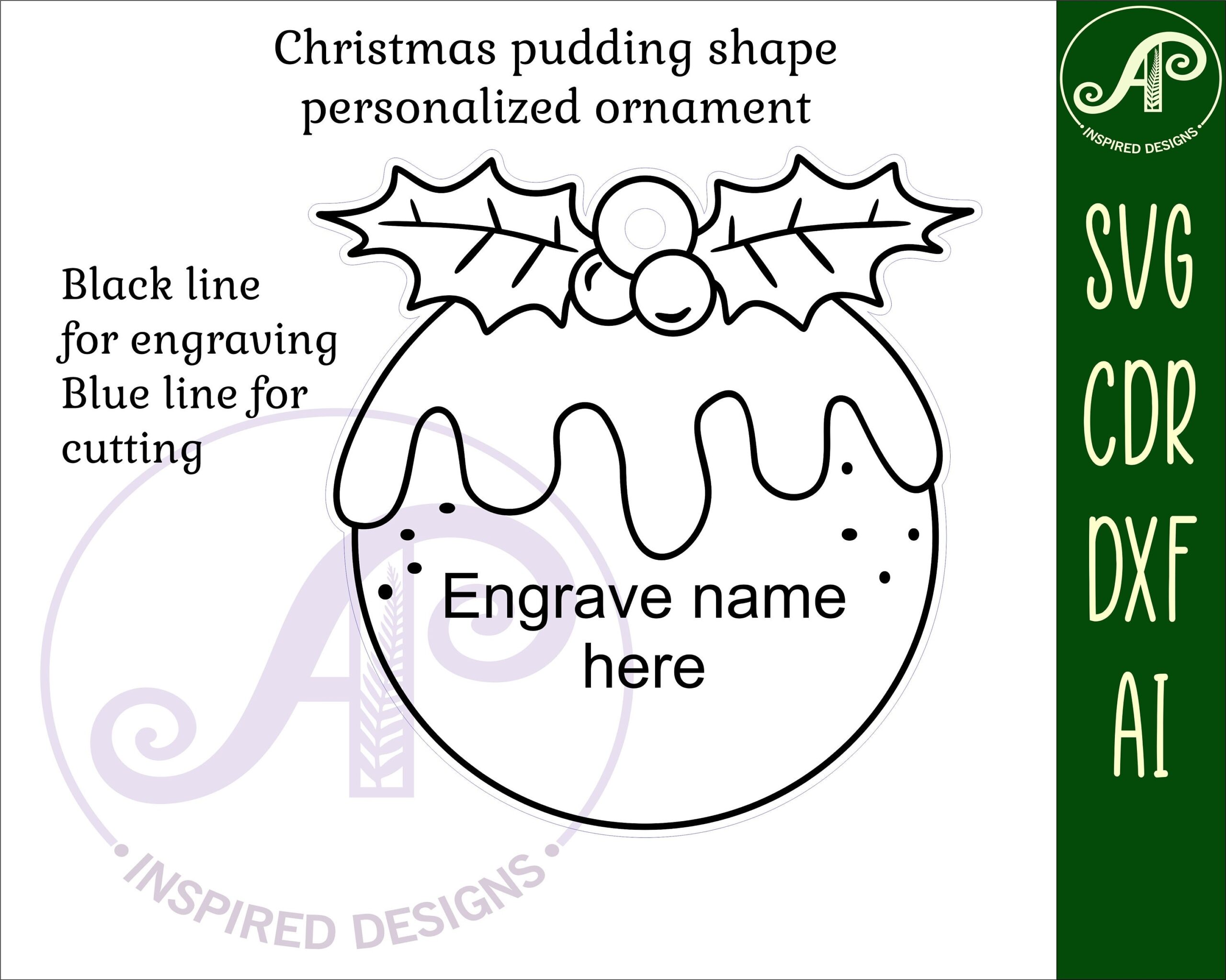 Christmas Pudding Ornament SVG Laser Cut Instant Download Pdf Dxf Ai And Cdr Template Etsy