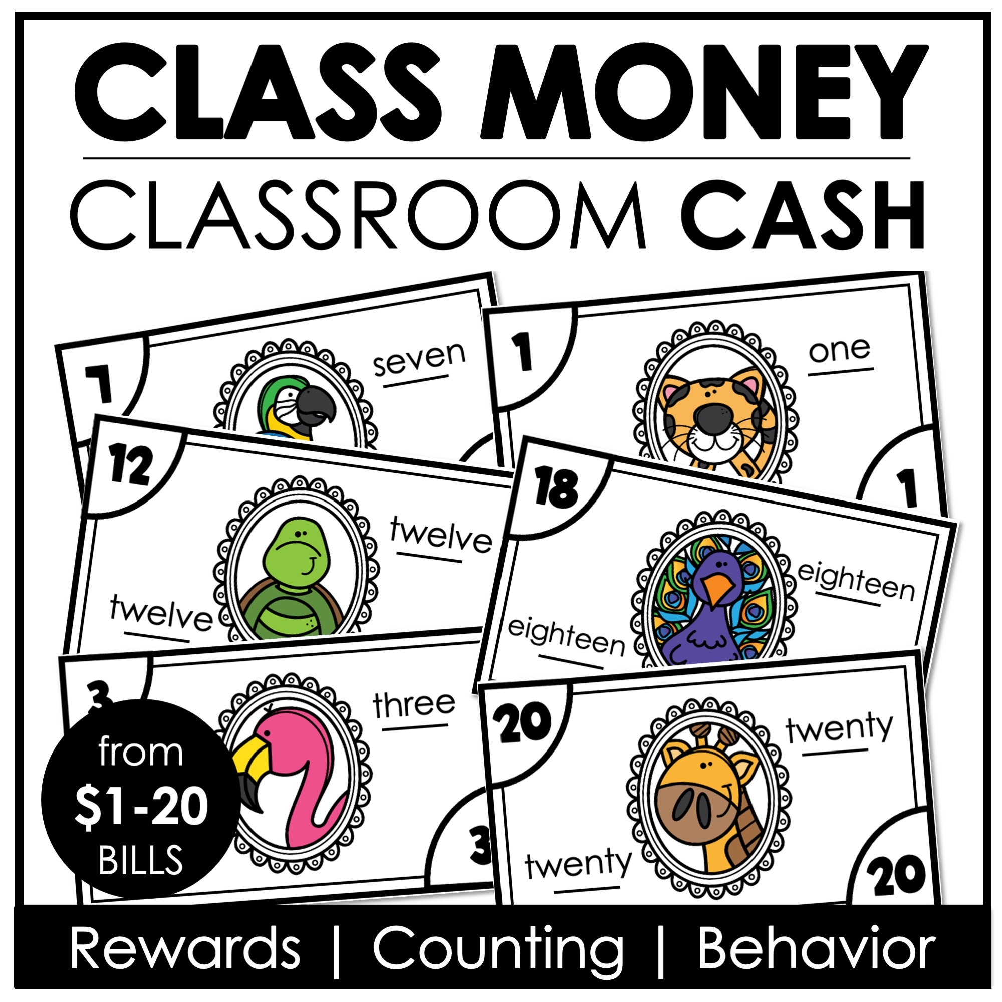 Classroom Money Class Cash Reward System 1 20 Printable Fake Money Made By Teachers