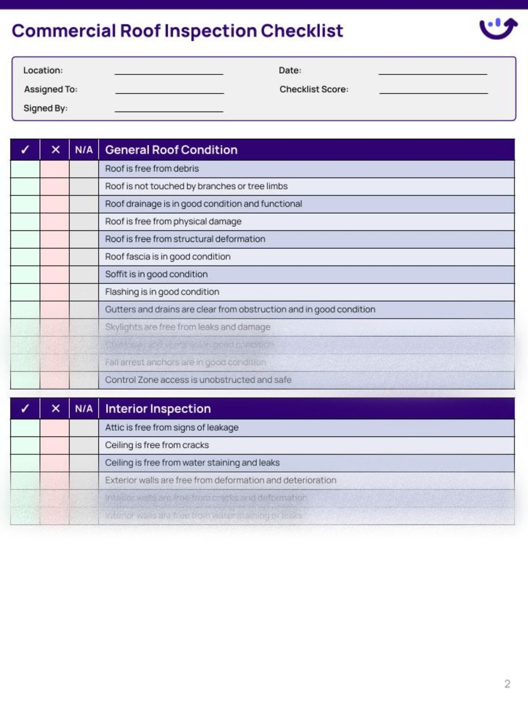 Commercial Roof Inspection Checklist Xenia Templates