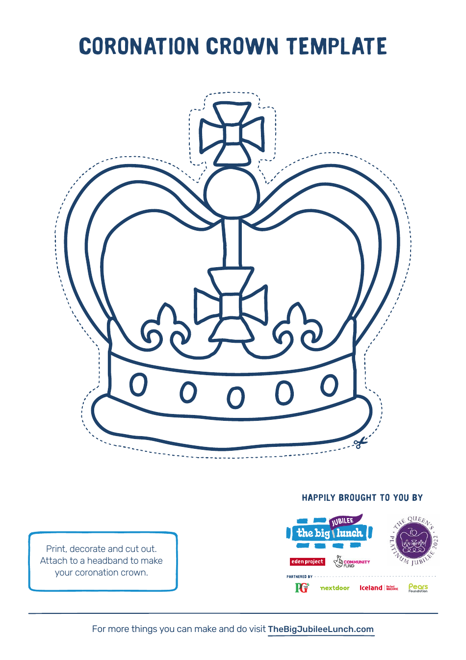 Coronation Crown Template Blue Download Printable PDF Templateroller
