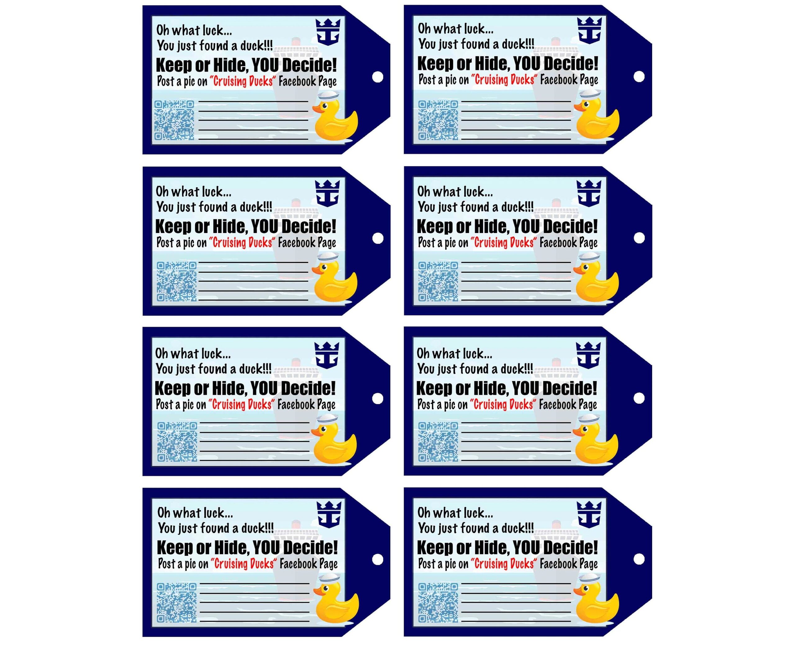 Free Printable Cruise Duck Tags Template