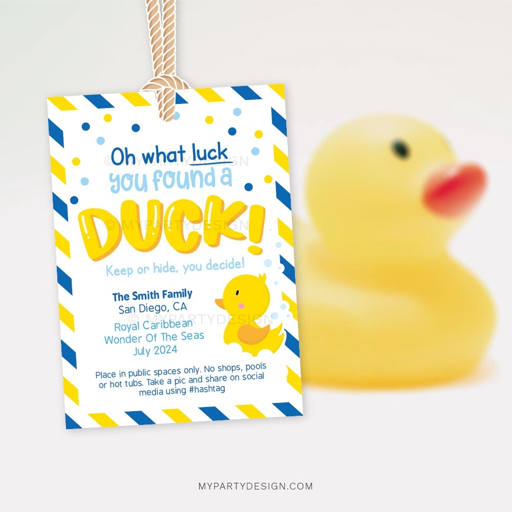 Cruising Ducks Tags Blue Printable PDF