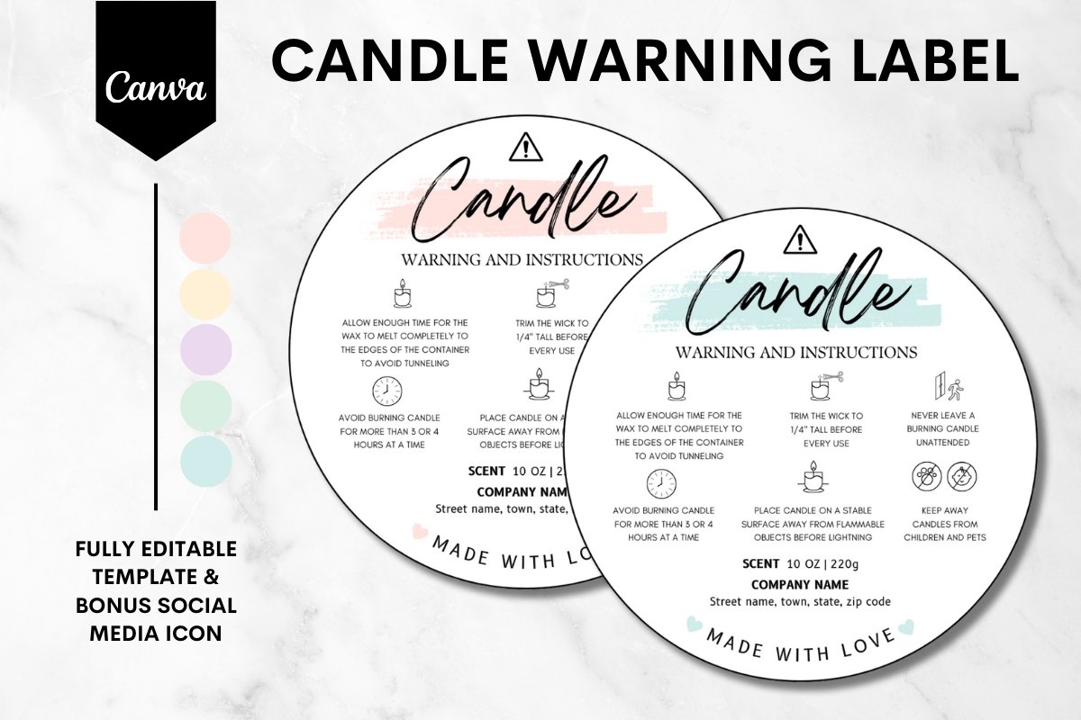 Custom Candle Warning Label Canva Template 5 3242598 