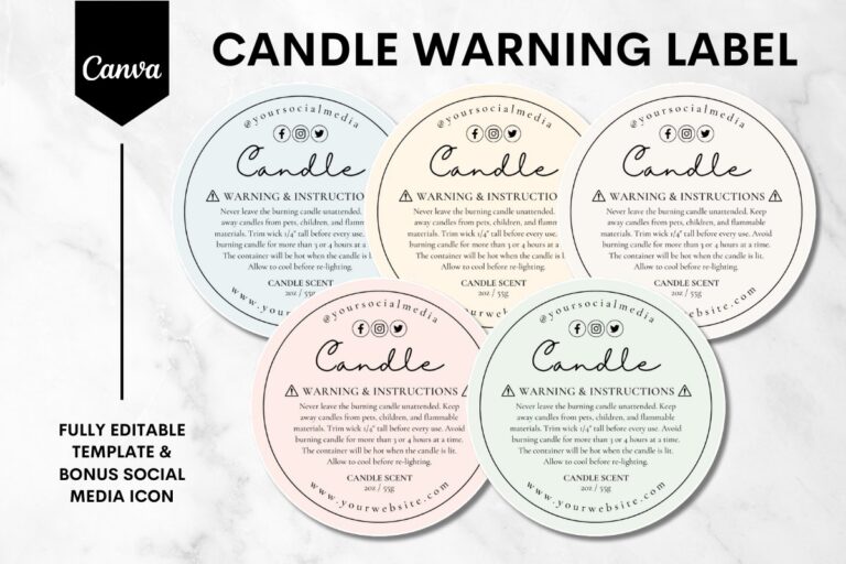 Custom Candle Warning Label Canva Template 5 3242604