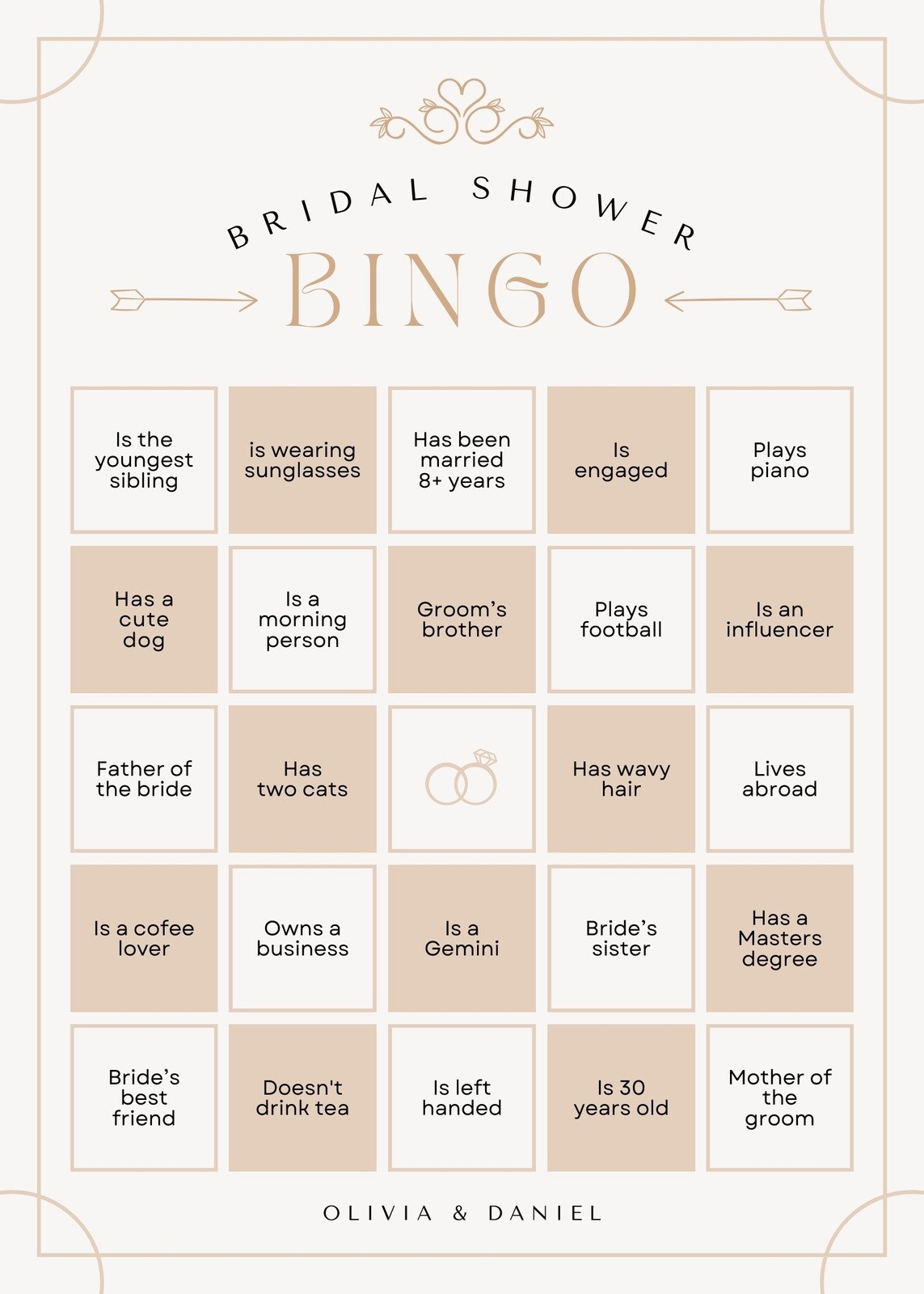 Customize 45 Bridal Shower Bingo Card Templates Online Canva