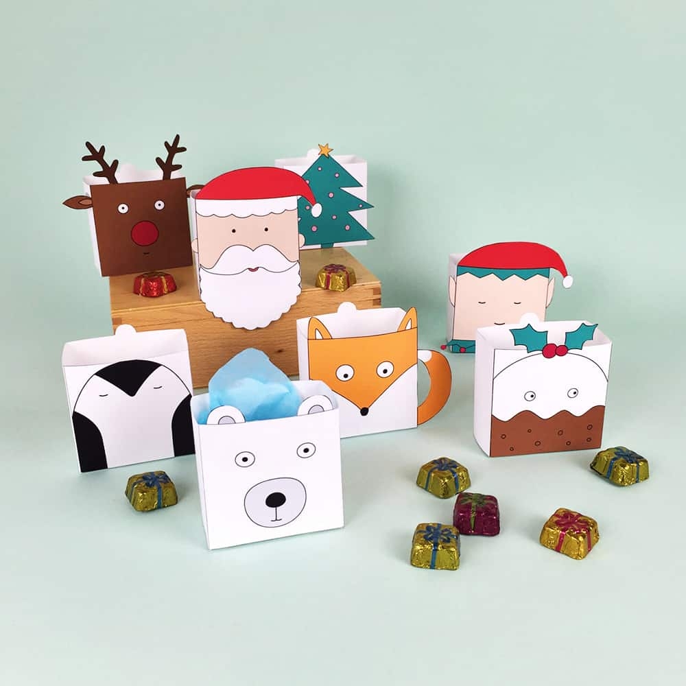 CUTE FREE PRINTABLE CHRISTMAS HOLIDAY FAVOR BOXES