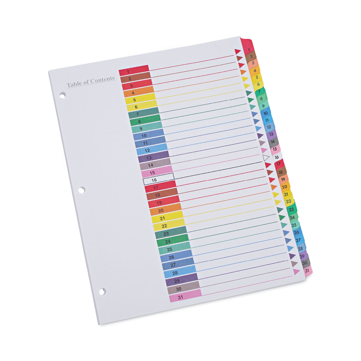 Deluxe Table Of Contents Dividers For Printers 31 Tab 1 To 31 11 X 8 5 White 1 Set Mastersupplyonline