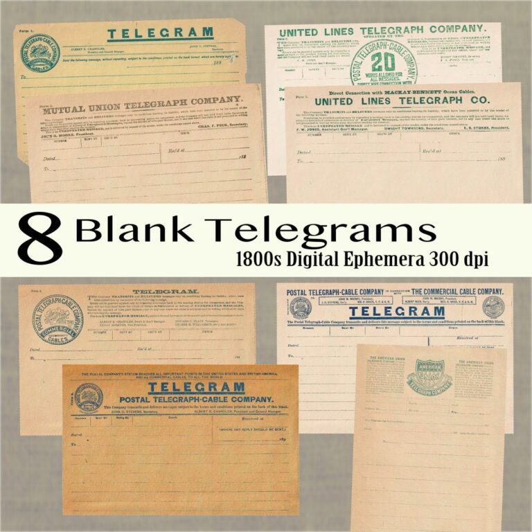 Digital Vintage Telegram Template From The 1800s Printable Telegrams Antique Prop Junk Journal Printable Collage Sheet Etsy