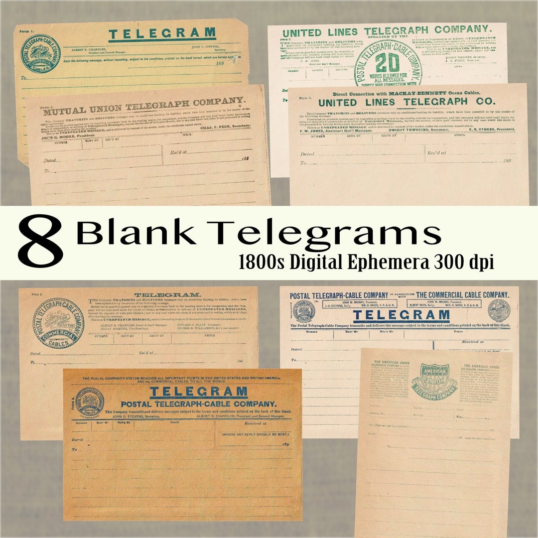Digital Vintage Telegram Template From The 1800s Printable Telegrams Antique Prop Junk Journal Printable Collage Sheet Etsy