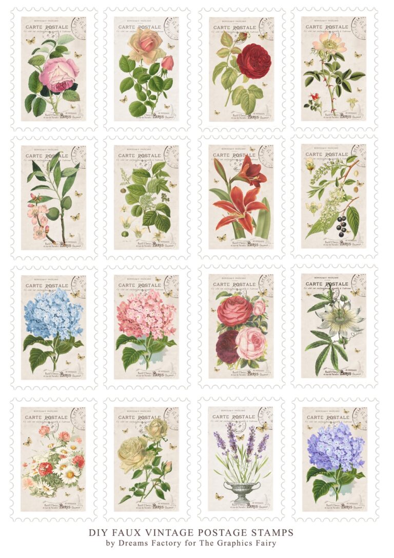 DIY Faux Postage Stamps U0026 Free Printable The Graphics Fairy