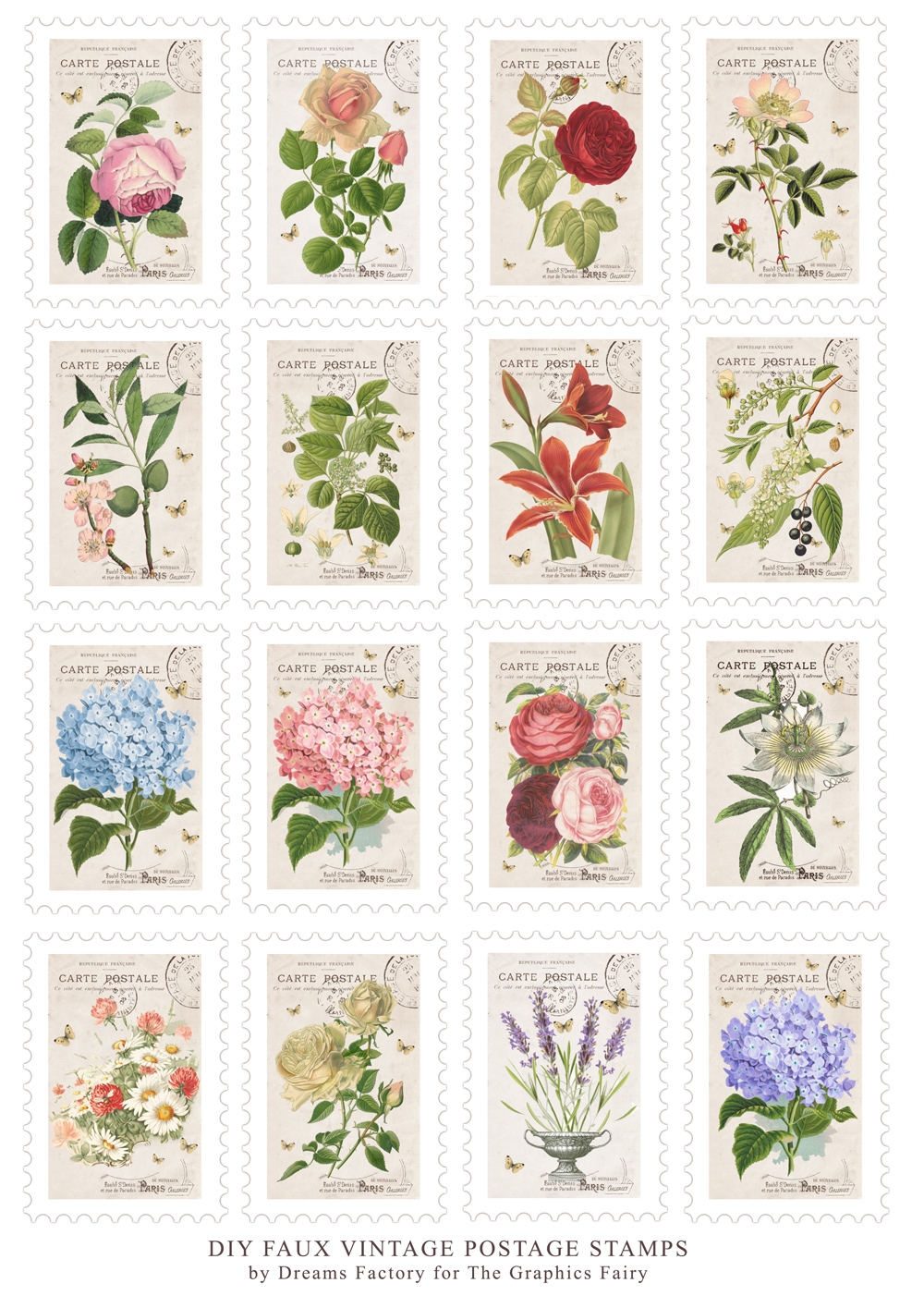 DIY Faux Postage Stamps U0026 Free Printable The Graphics Fairy