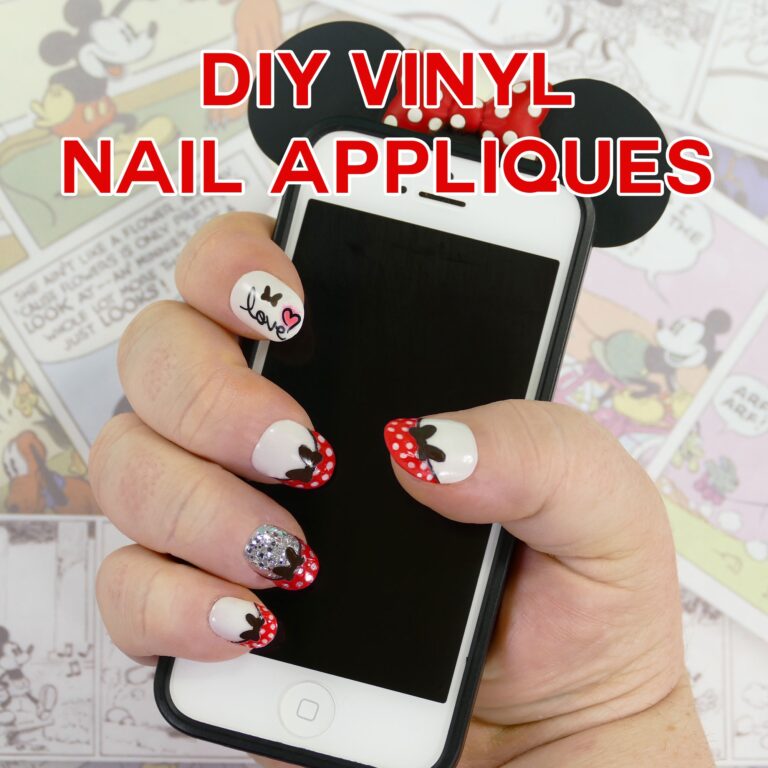 DIY Minnie Mouse Nail Tips Vinyl Appliques Made On The Cricut