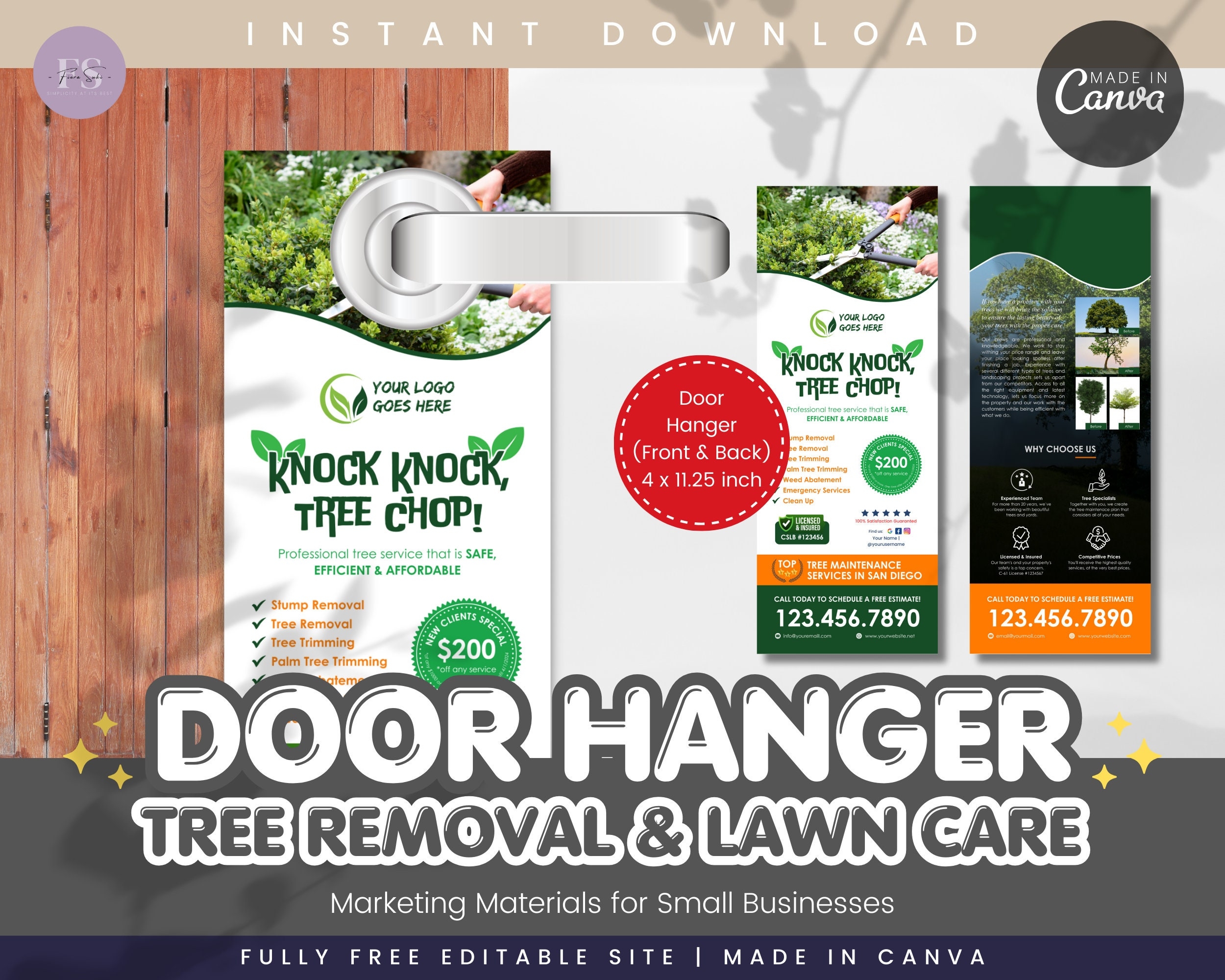 Door Hanger Tree Removal Lawn Care Tree Trimming Small 