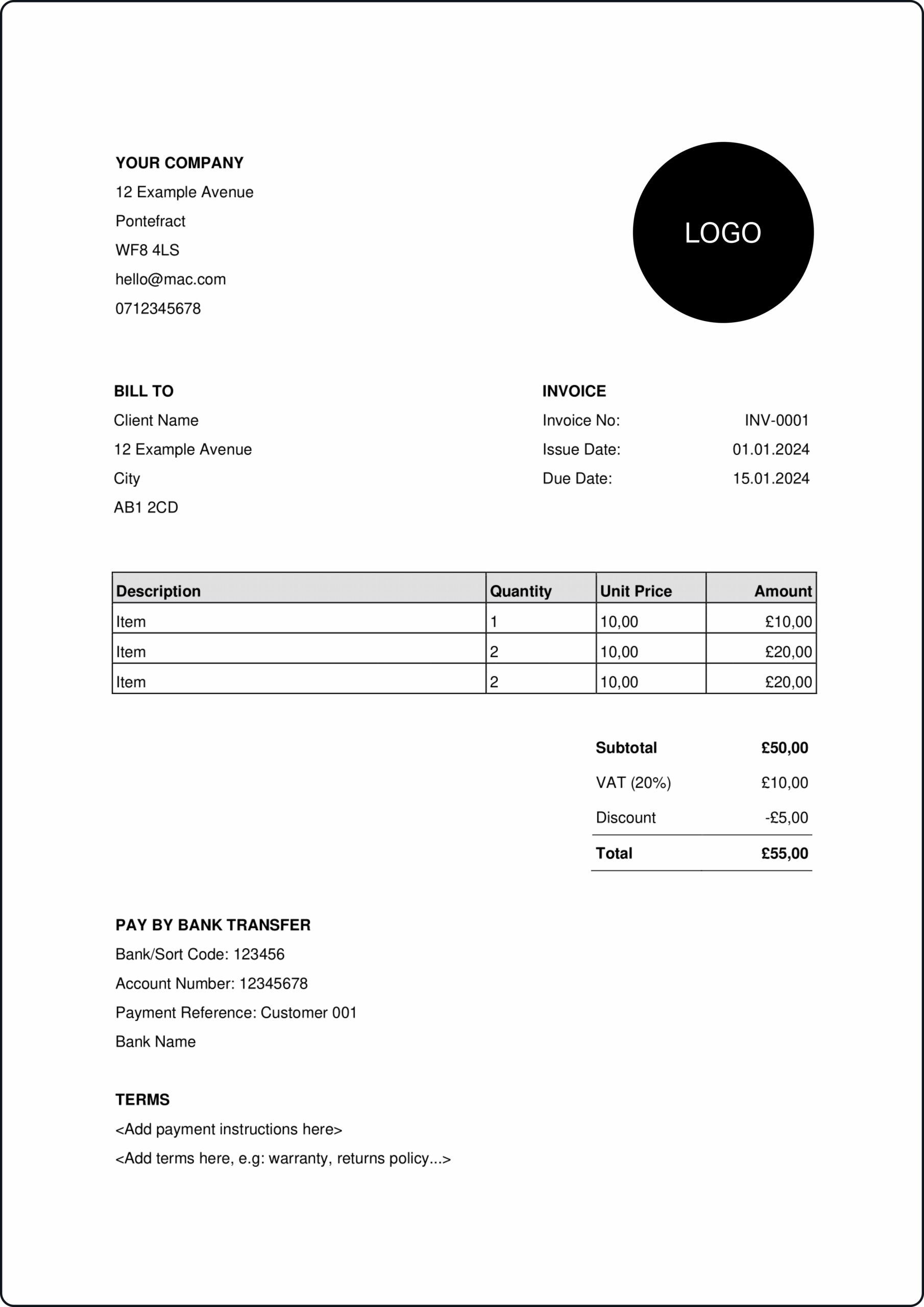 Download Free Invoice Templates SumUp Invoicing Made Easy
