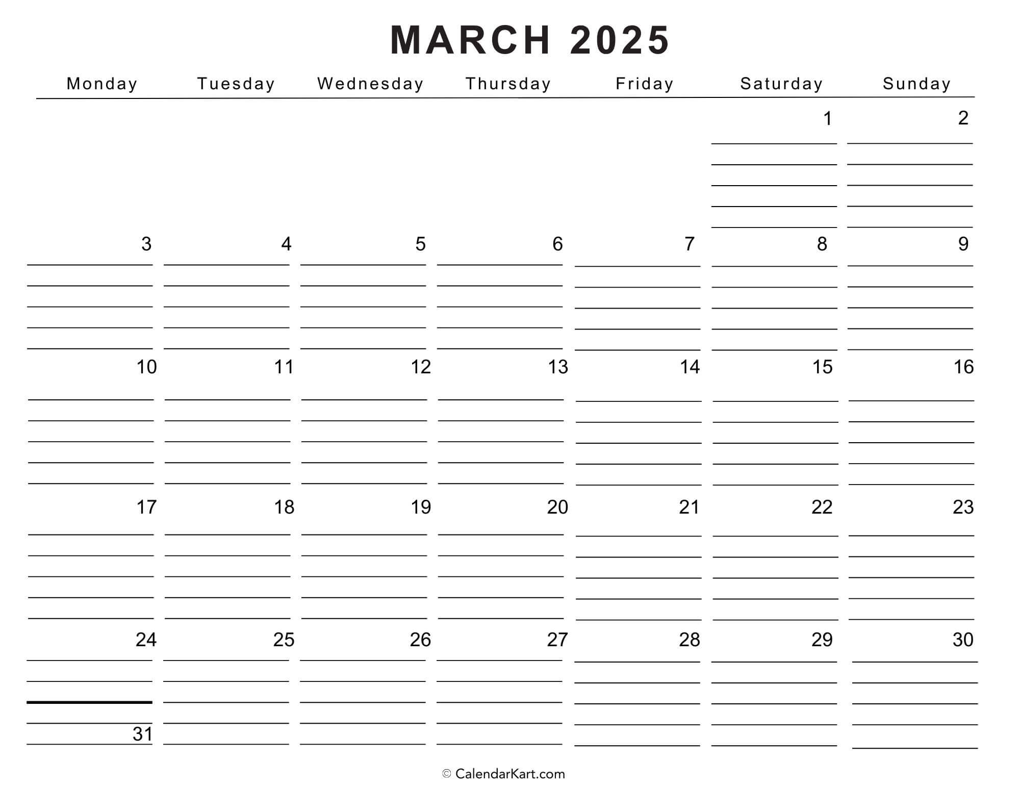 Blank Calendar Of March Printable Blank Calendar Of March Printable