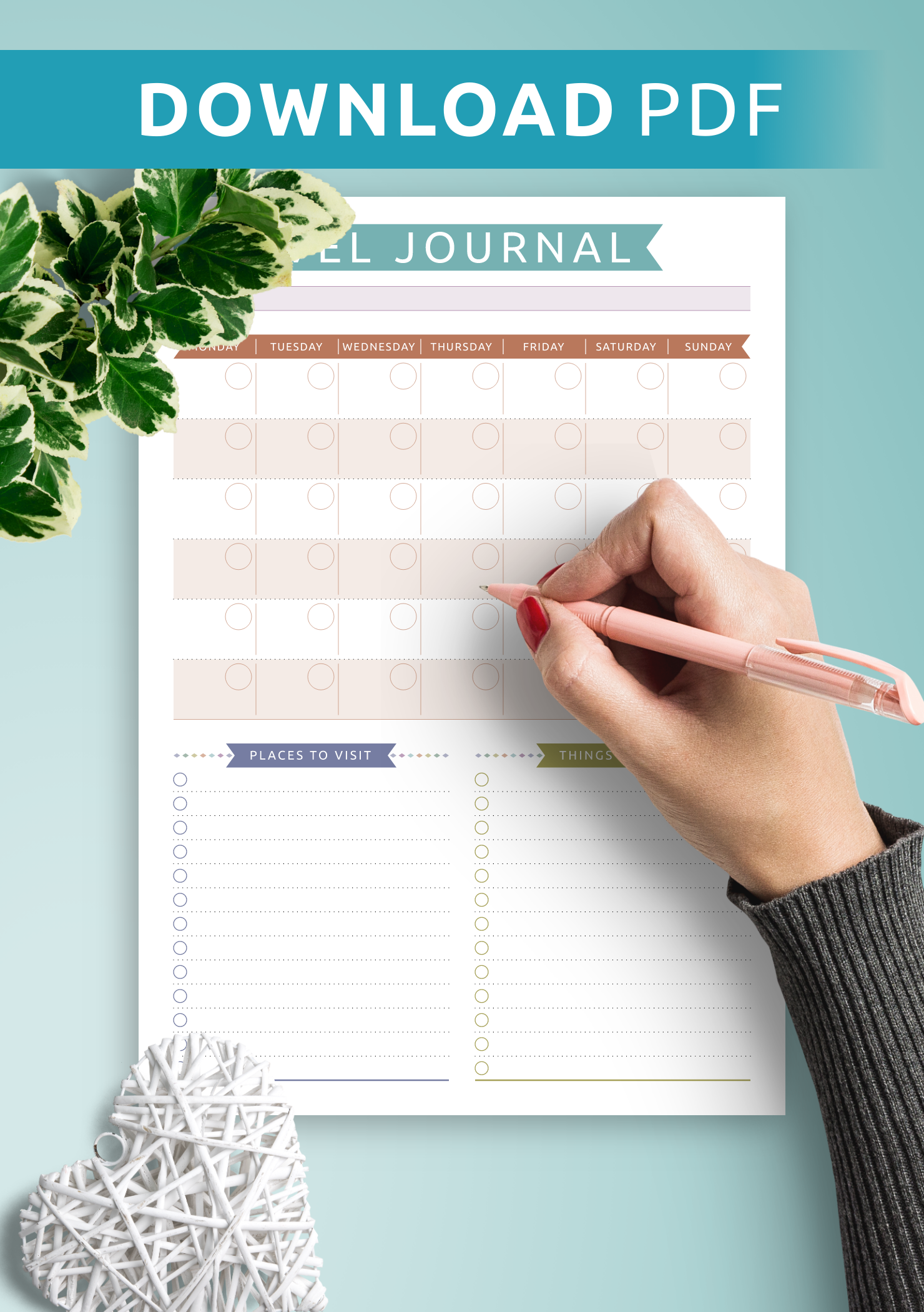 Download Printable Travel Journal Template Casual Style PDF
