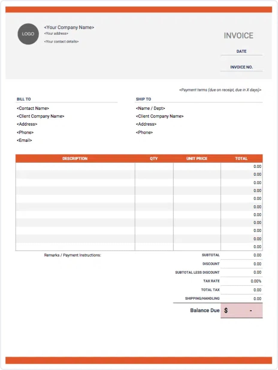 Printable Free Invoice Template