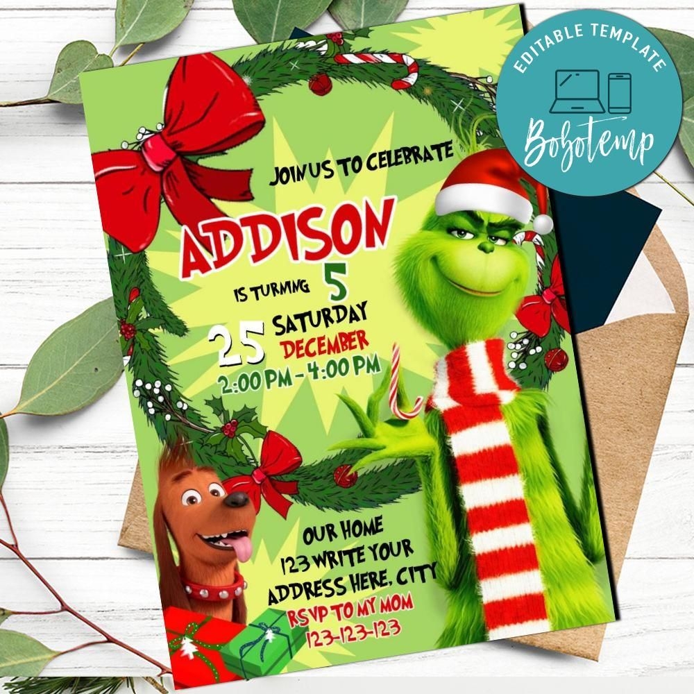 Free Printable Grinch Invitation Template