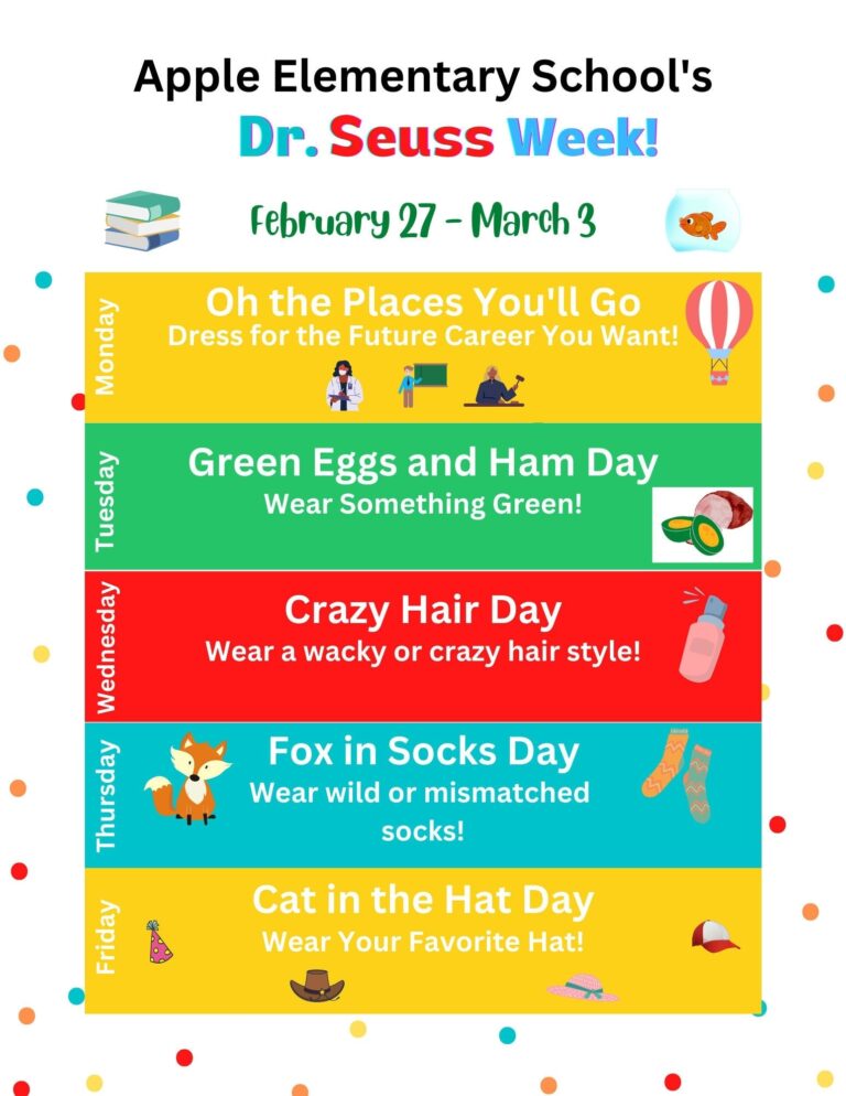 Dr Seuss Week School Spirit Itinerary Editable Printable