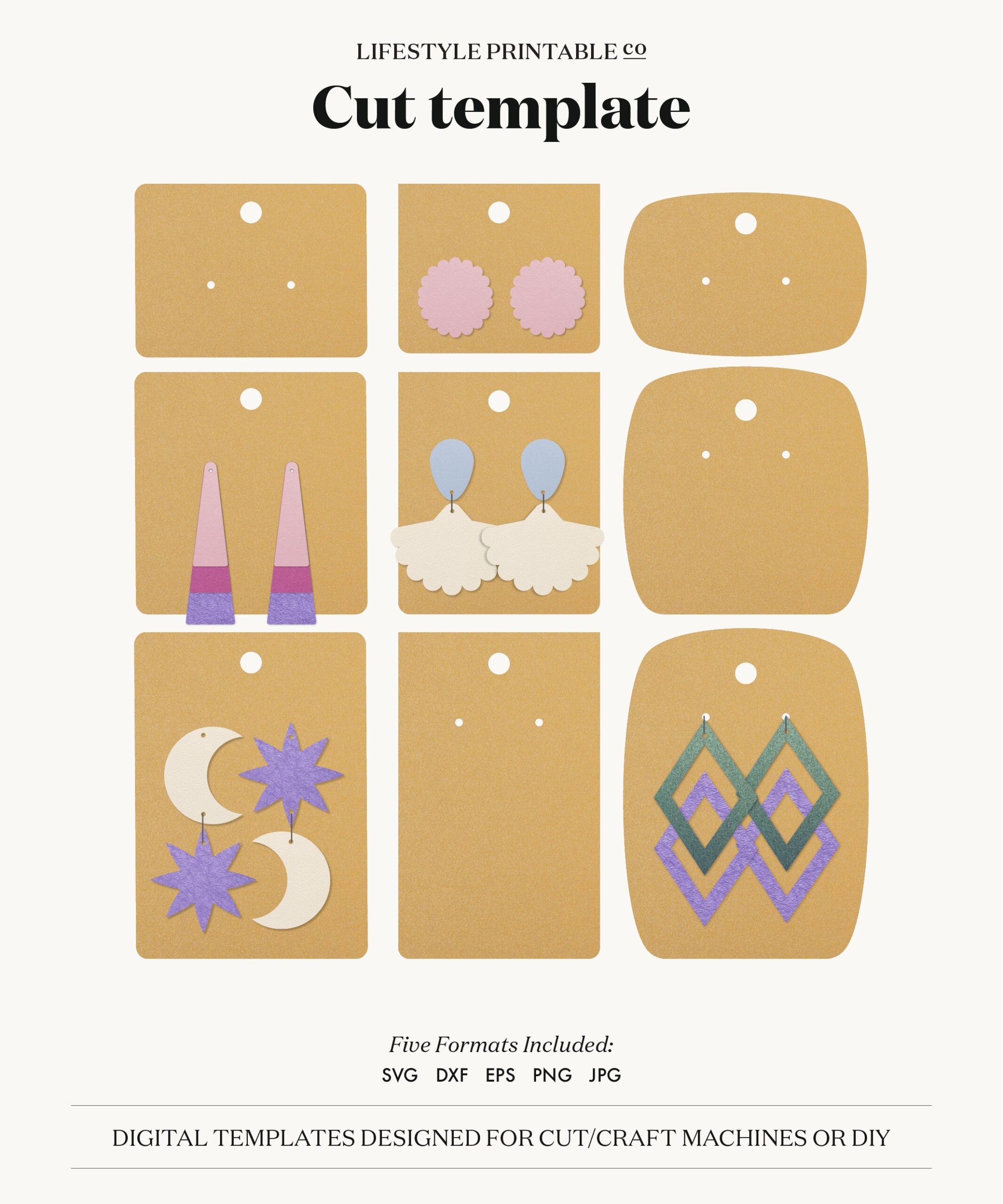 Earrings Display Cards SVG Earring Card Template PDF Earring Display Template Silhouette Cut Files Cricut Cut Files Etsy