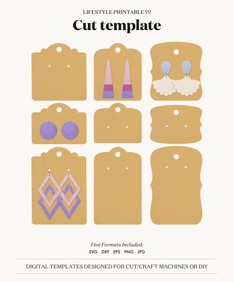 Earrings Display Cards SVG Earring Card Template PDF Earring Display Template Silhouette Cut Files Cricut Cut Files Etsy