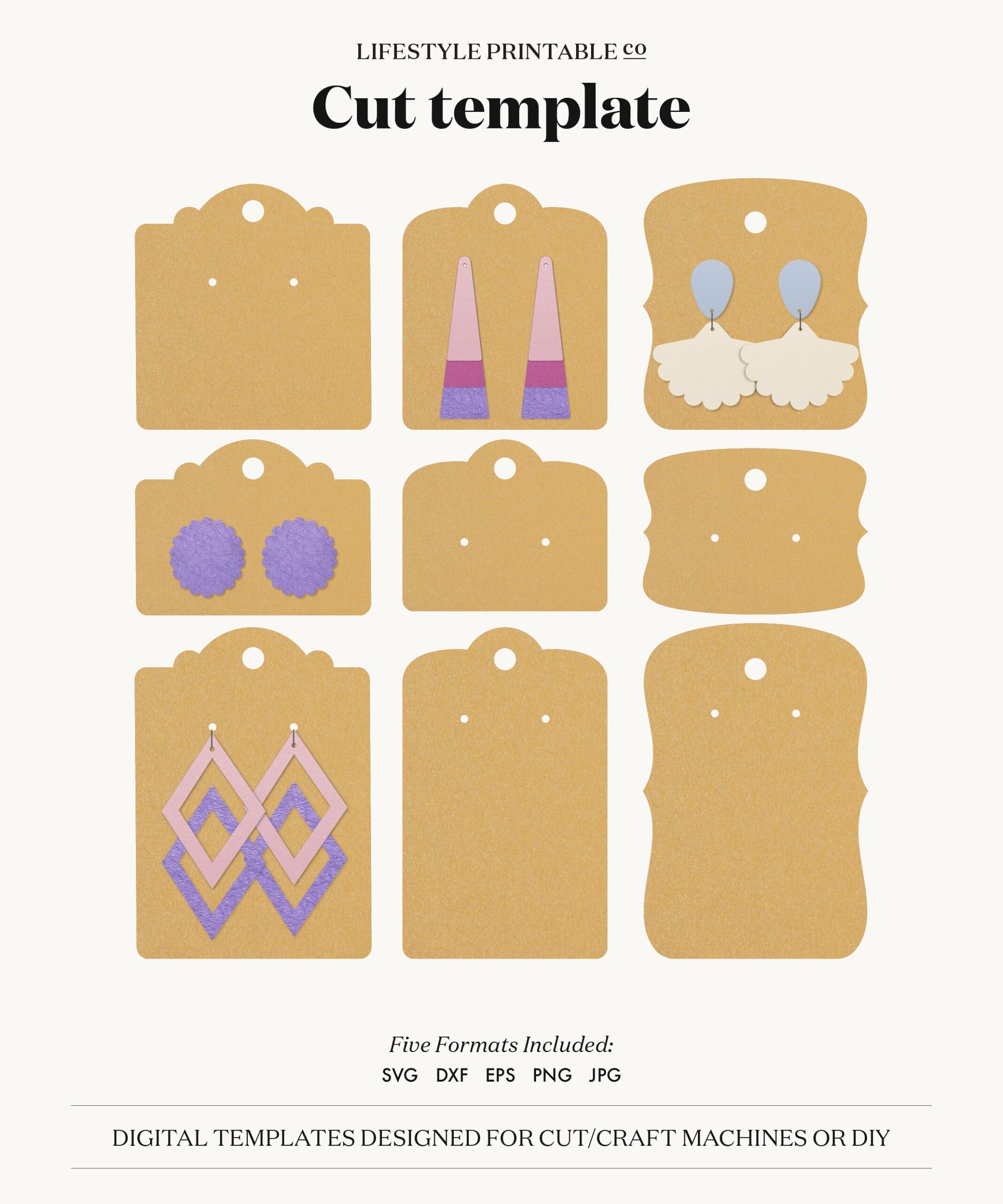 Earrings Display Cards SVG Earring Card Template PDF Earring Display Template Silhouette Cut Files Cricut Cut Files Etsy