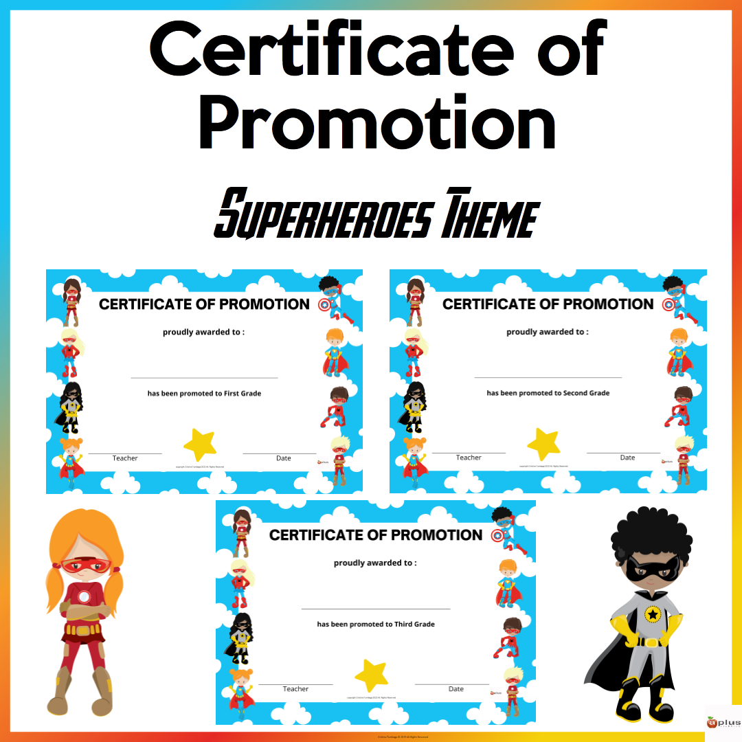 Editable Certificate Of Promotion Superheroes Theme Made By Teachers