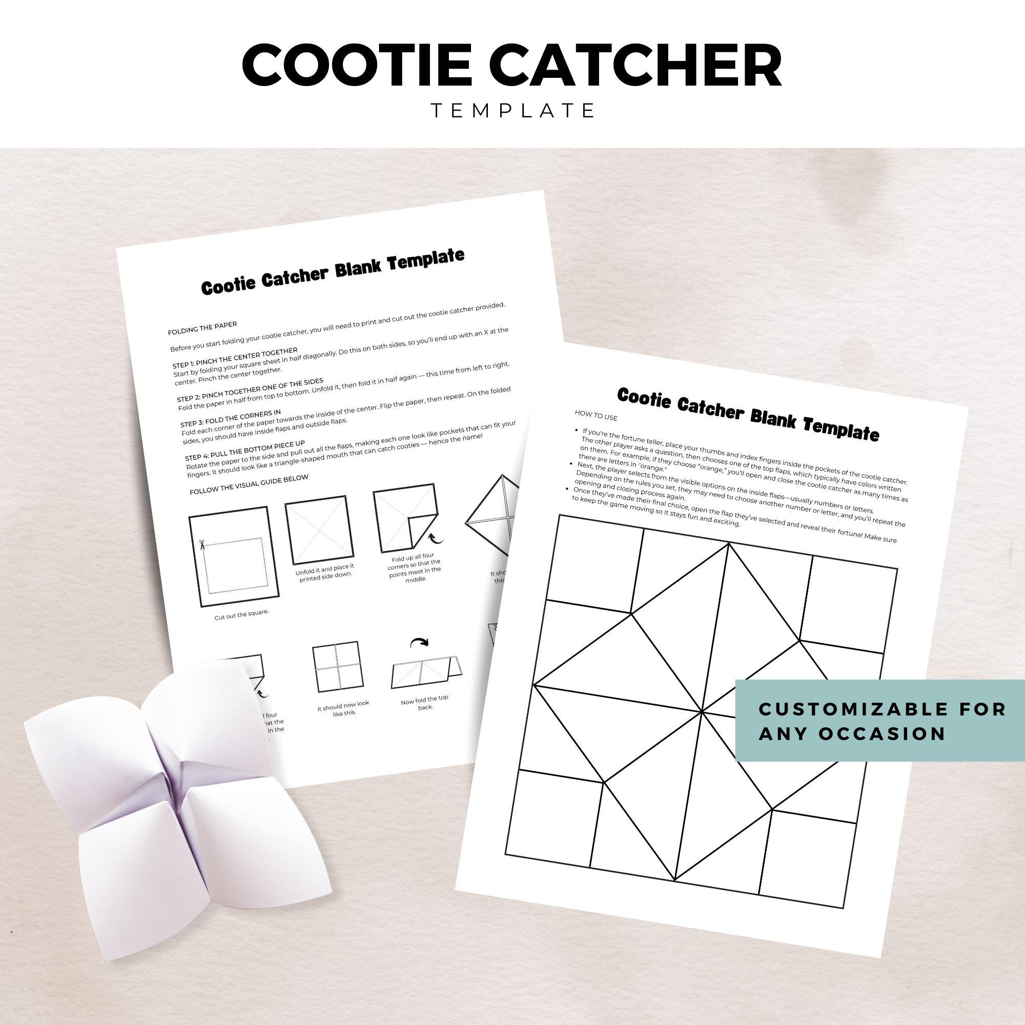 Editable Cootie Catcher Template Printable Cootie Catcher Template Printable Kids Game Fun Fortune Teller Fortune Teller Template Etsy
