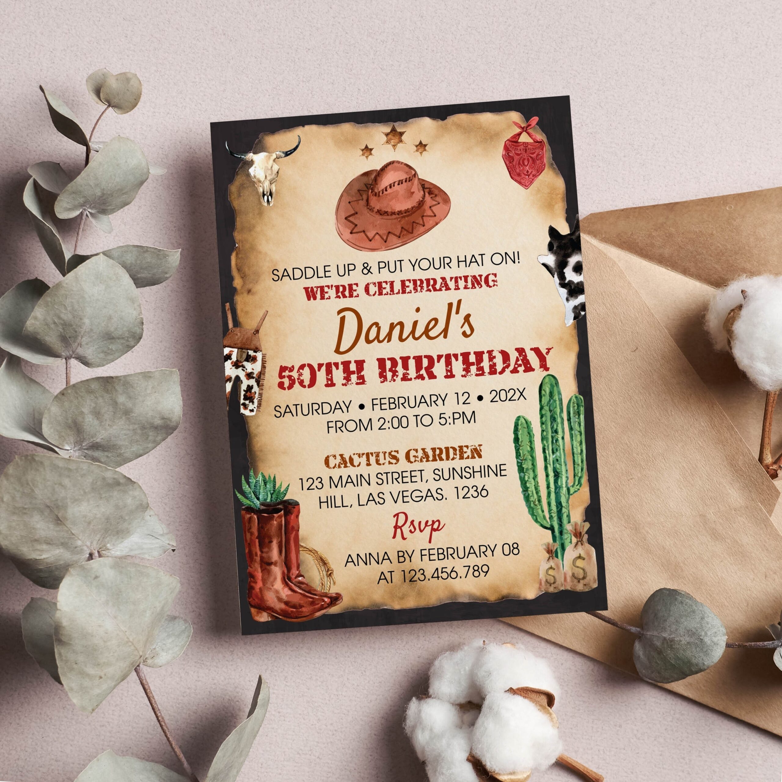 EDITABLE Country Western Invitation Cowboy Birthday Invite Adult Birthday Invitation Wild West Invitation Printable Template R007 Etsy