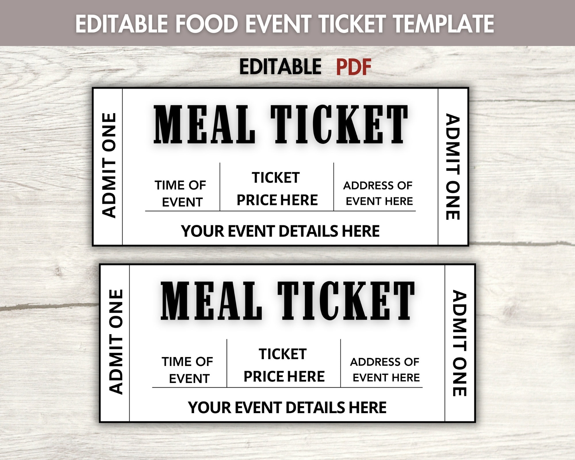 Editable Food Event Ticket Template Meal Ticket Printable Ticket Food Ticket Template event Ticket Pdf Ticket Template Instant Download Etsy
