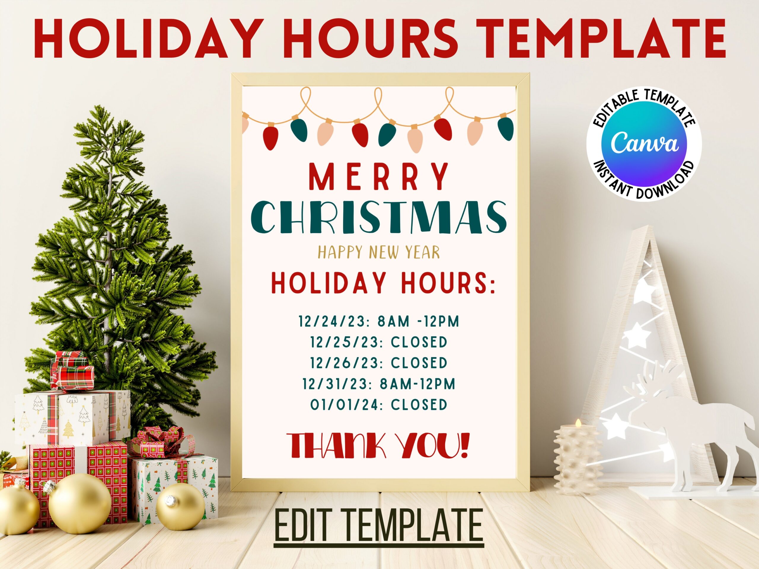 Editable Holiday Hours Template In Canva Festive Flexibility For Your Business Etsy Editable Holiday Hours Template In Canva Festive Flexibility For Your Business Etsy