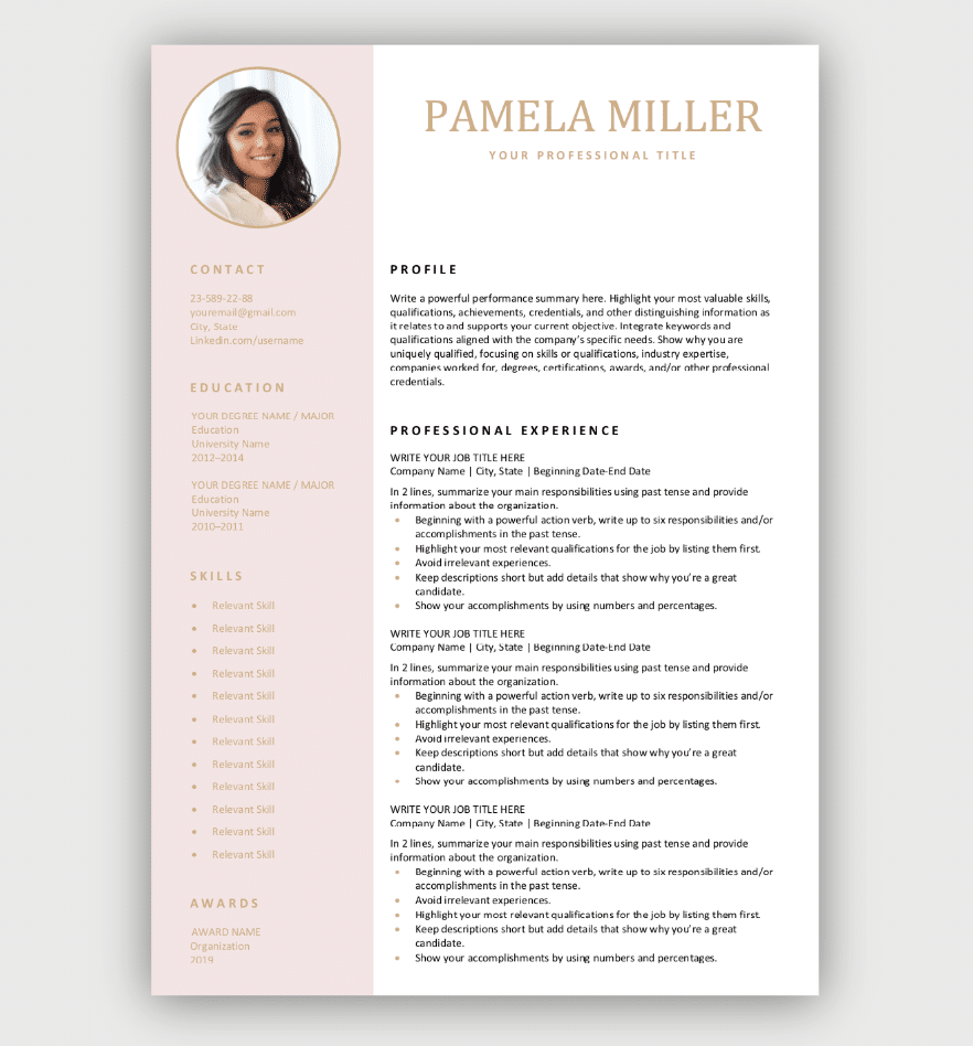 Editable Resume Template Free Download Word Pages PDF