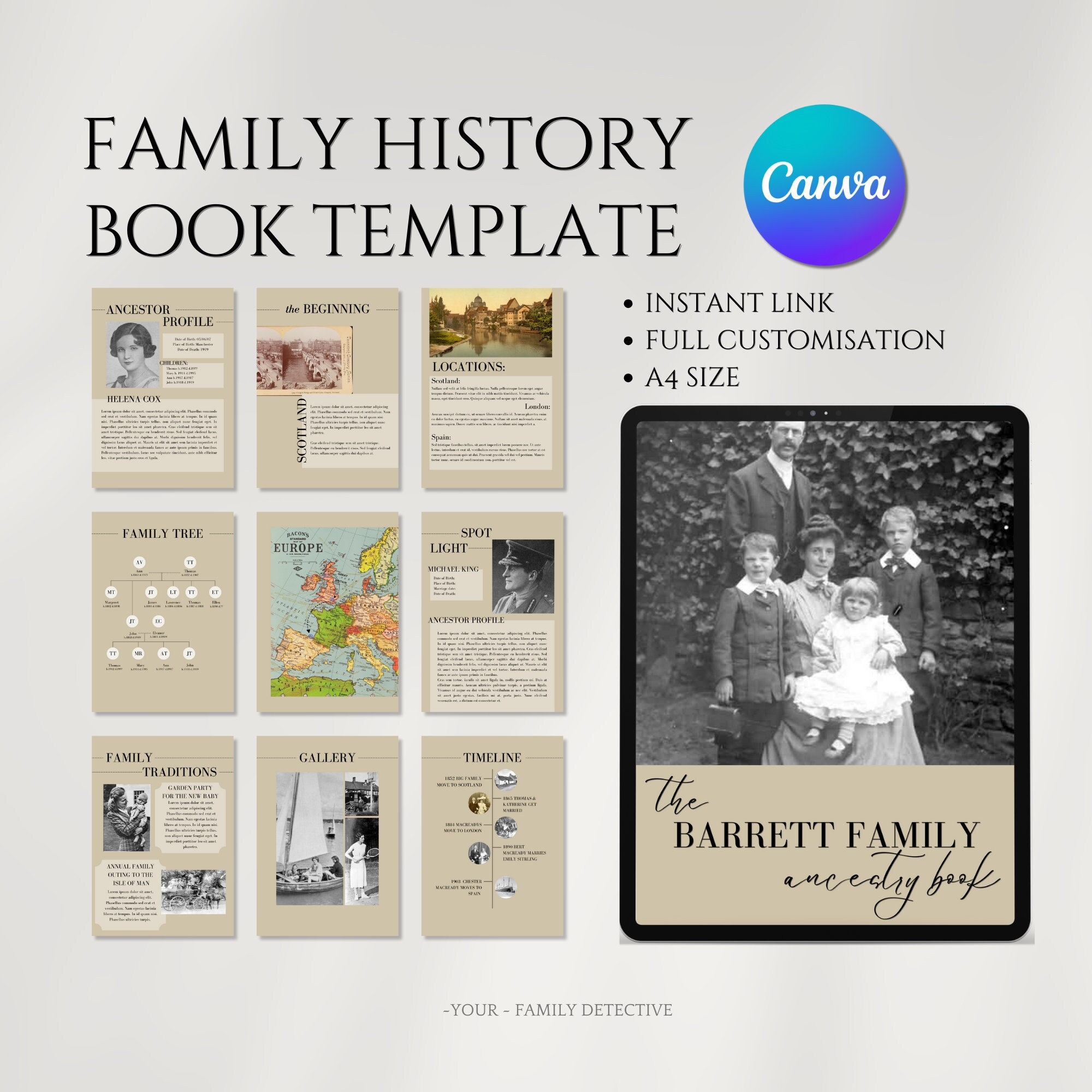 Family History Ancestry Book Template Edit With Canva A4 Size 