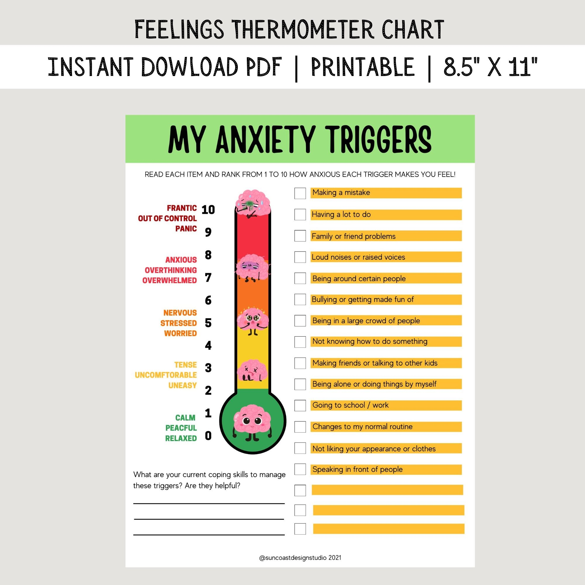 Feelings Thermometer Free Printable