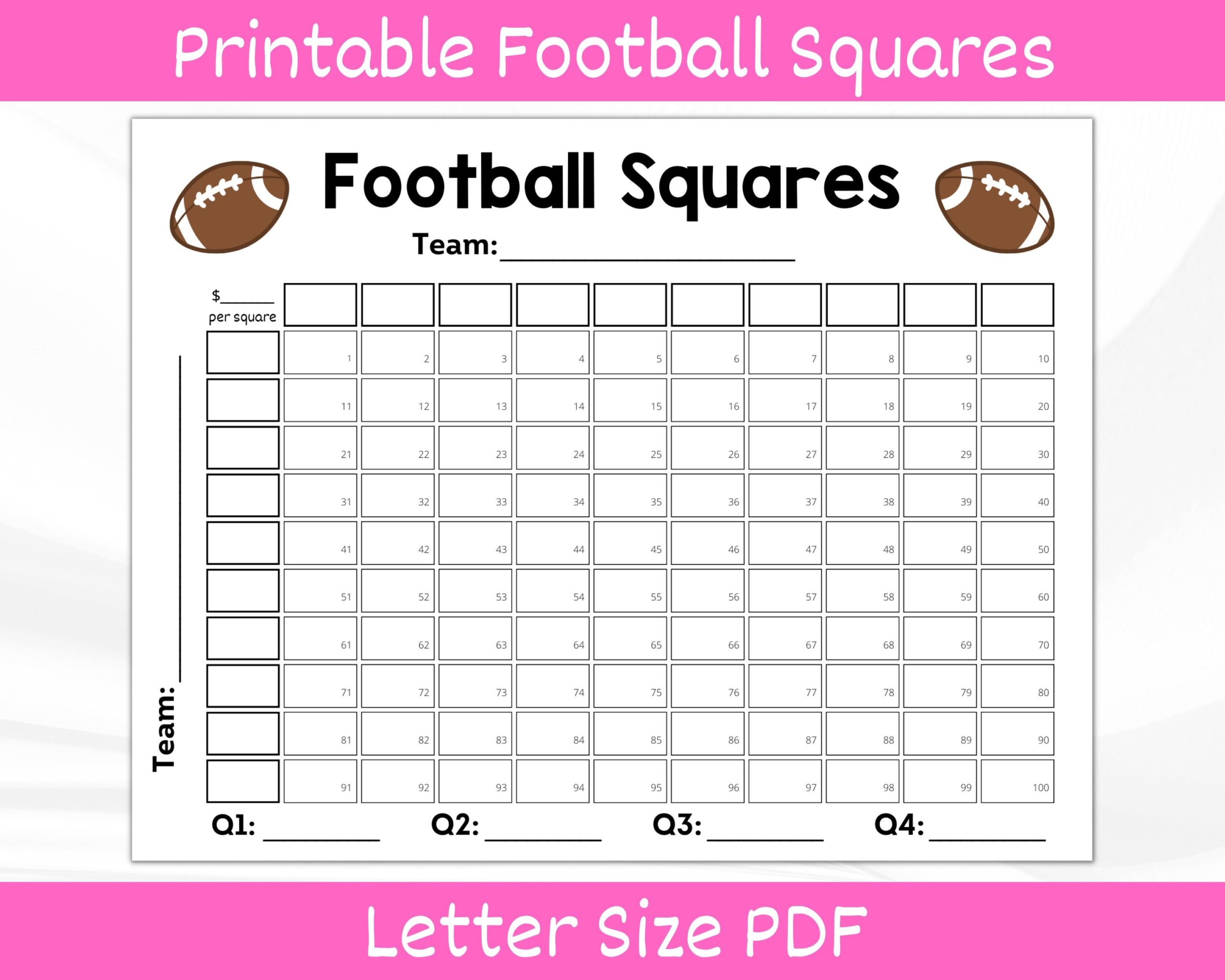 Football Squares Printable Football Betting Game Football Pool Football Fundraiser Football Square Grid Football Playoffs Etsy Denmark
