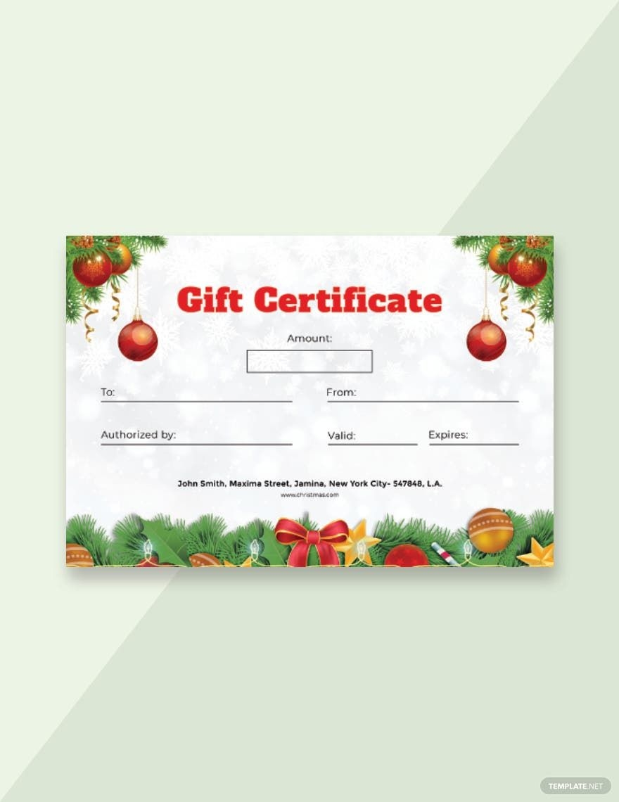 Formal Christmas Gift Certificate Template In Word PSD Pages Publisher Google Docs Download Template