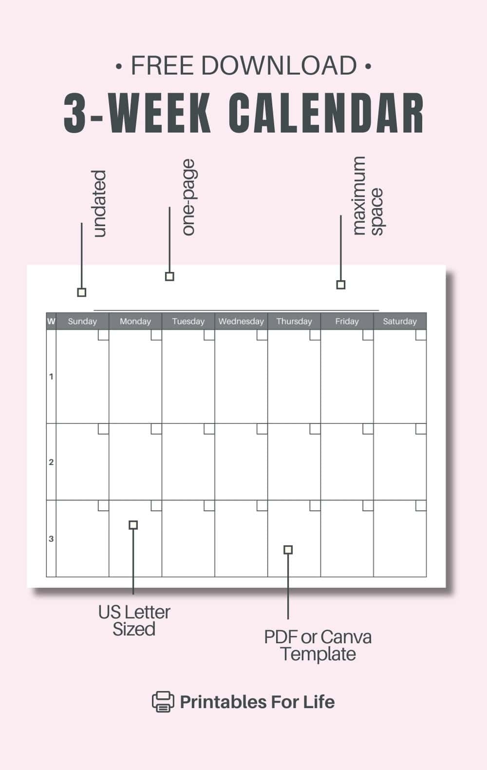Free 3 Week Calendar Printable Blank U0026 Template