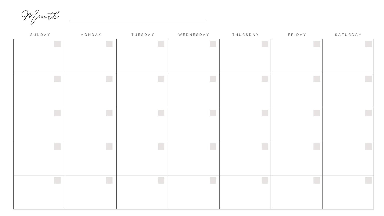 Easy Printable Blank Calendar