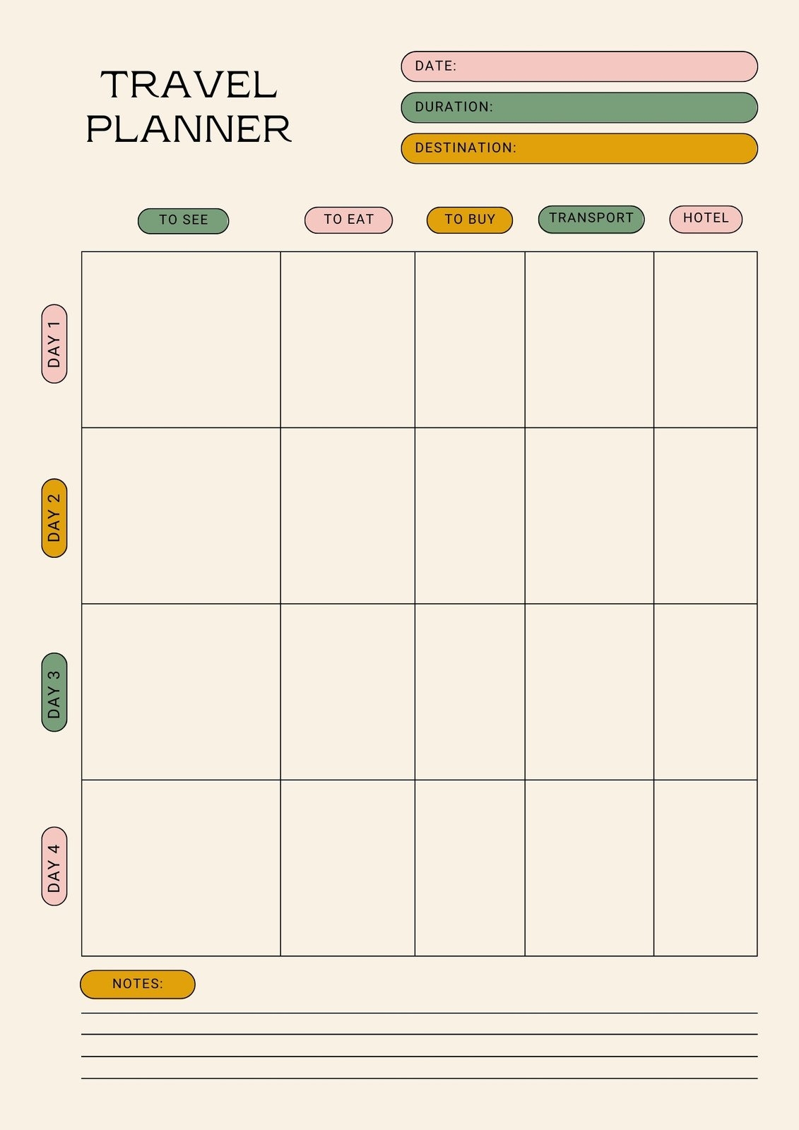 Free Printable Trip Planner Templates