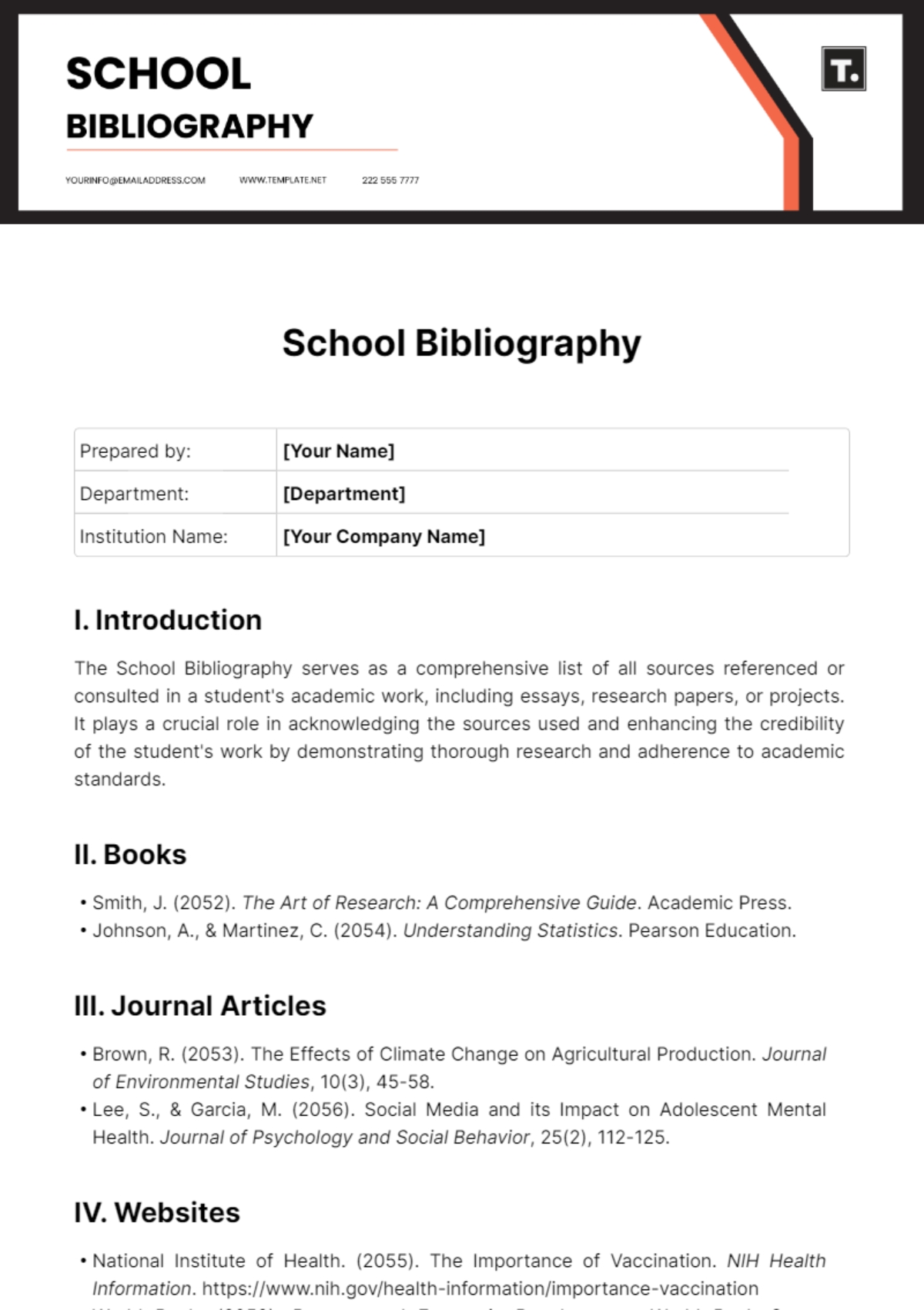 Free Bibliography Templates To Edit Online U0026 Print