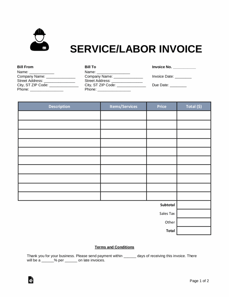 Free Blank Invoice Templates 30 PDF EForms