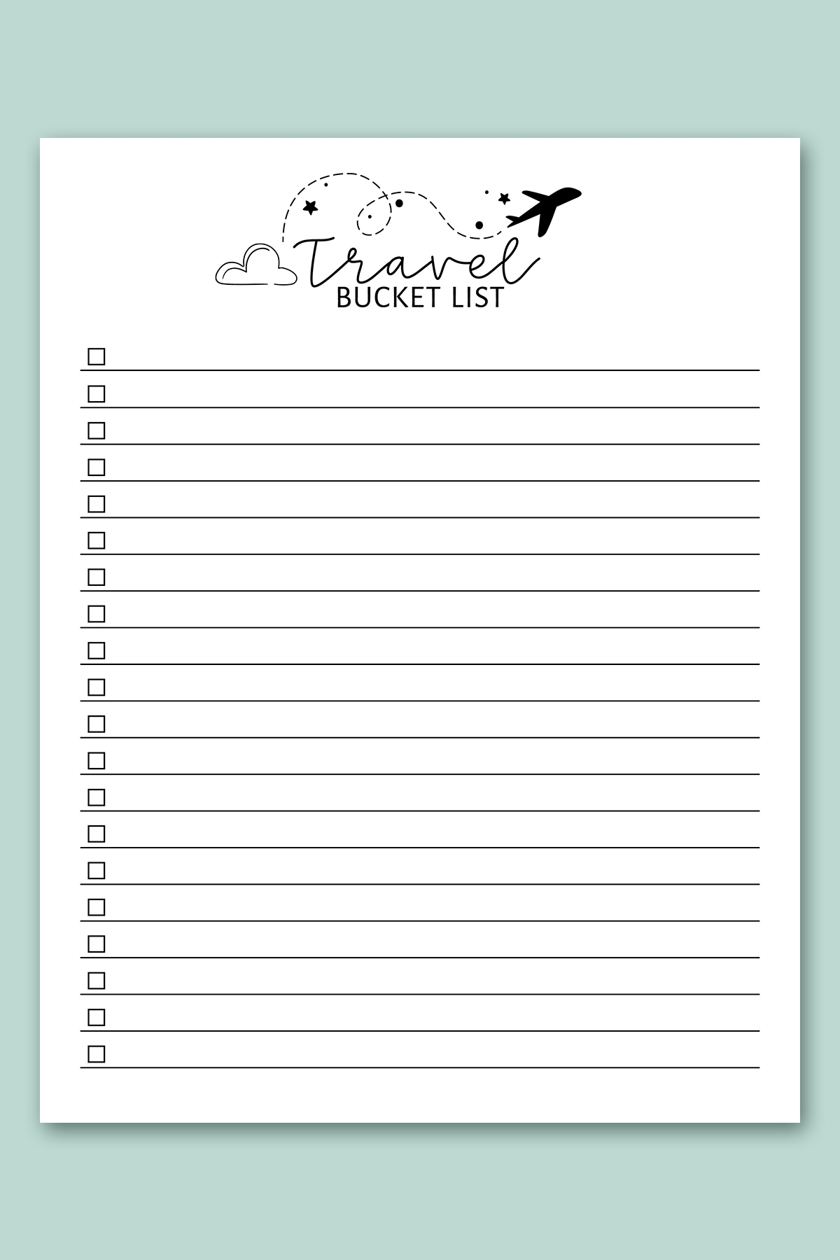Free Bucket List Printable Templates summer Travel Etc 
