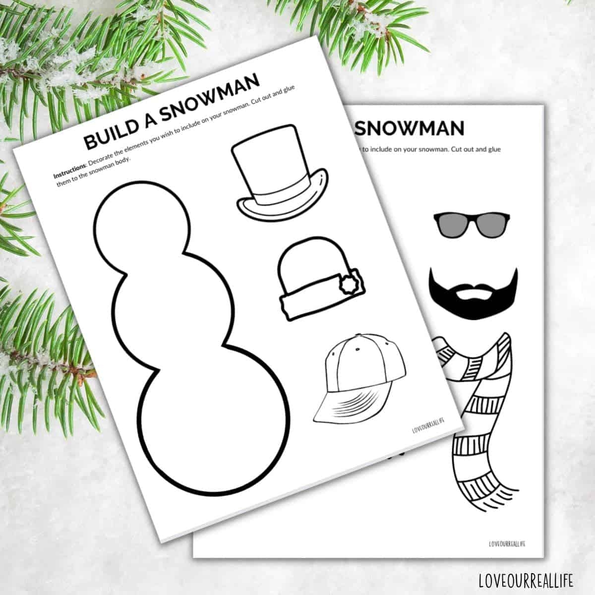 FREE Build A Snowman Printable Template Easy Craft For Kids Love Our Real Life